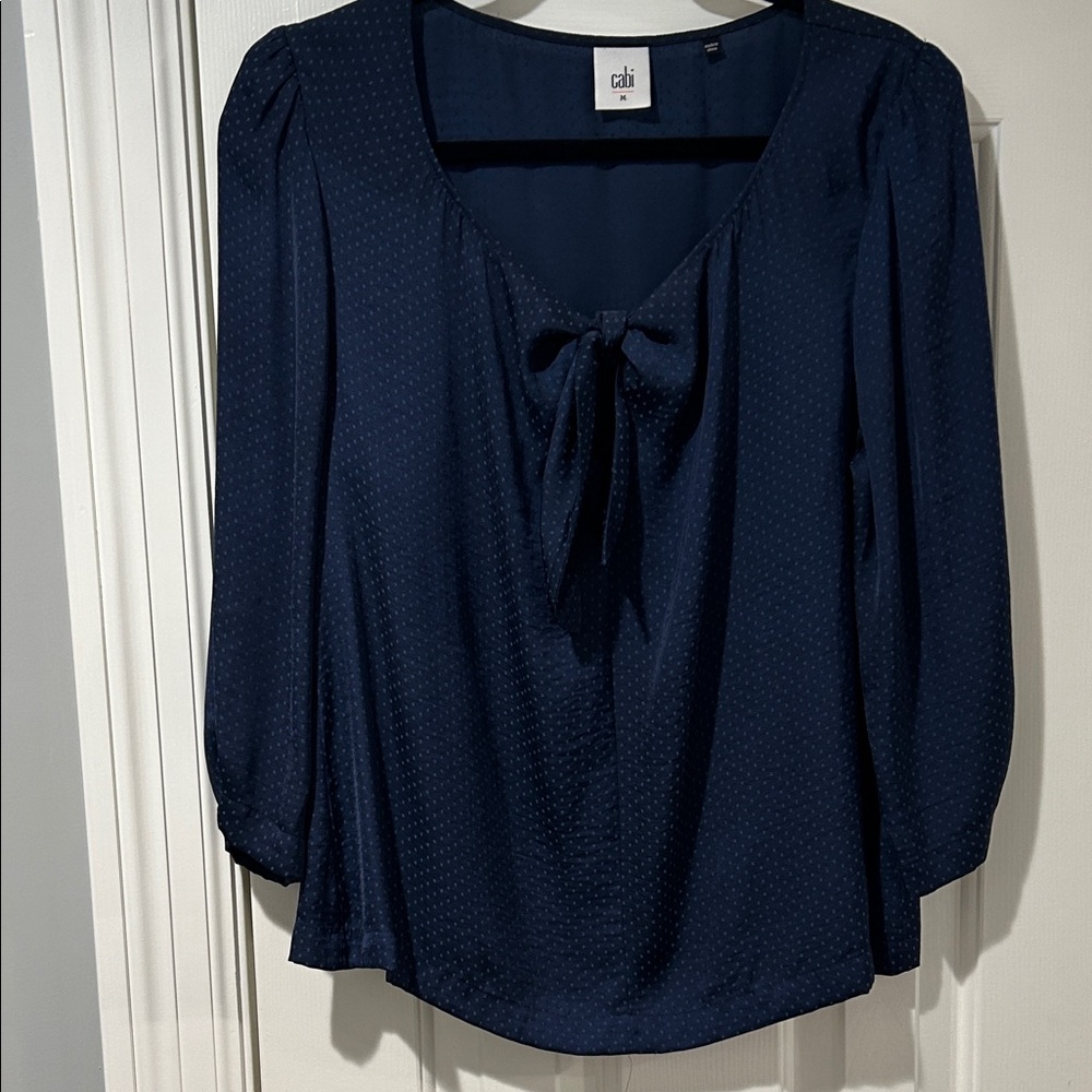 CAbi Navy Blouse with Front Tie